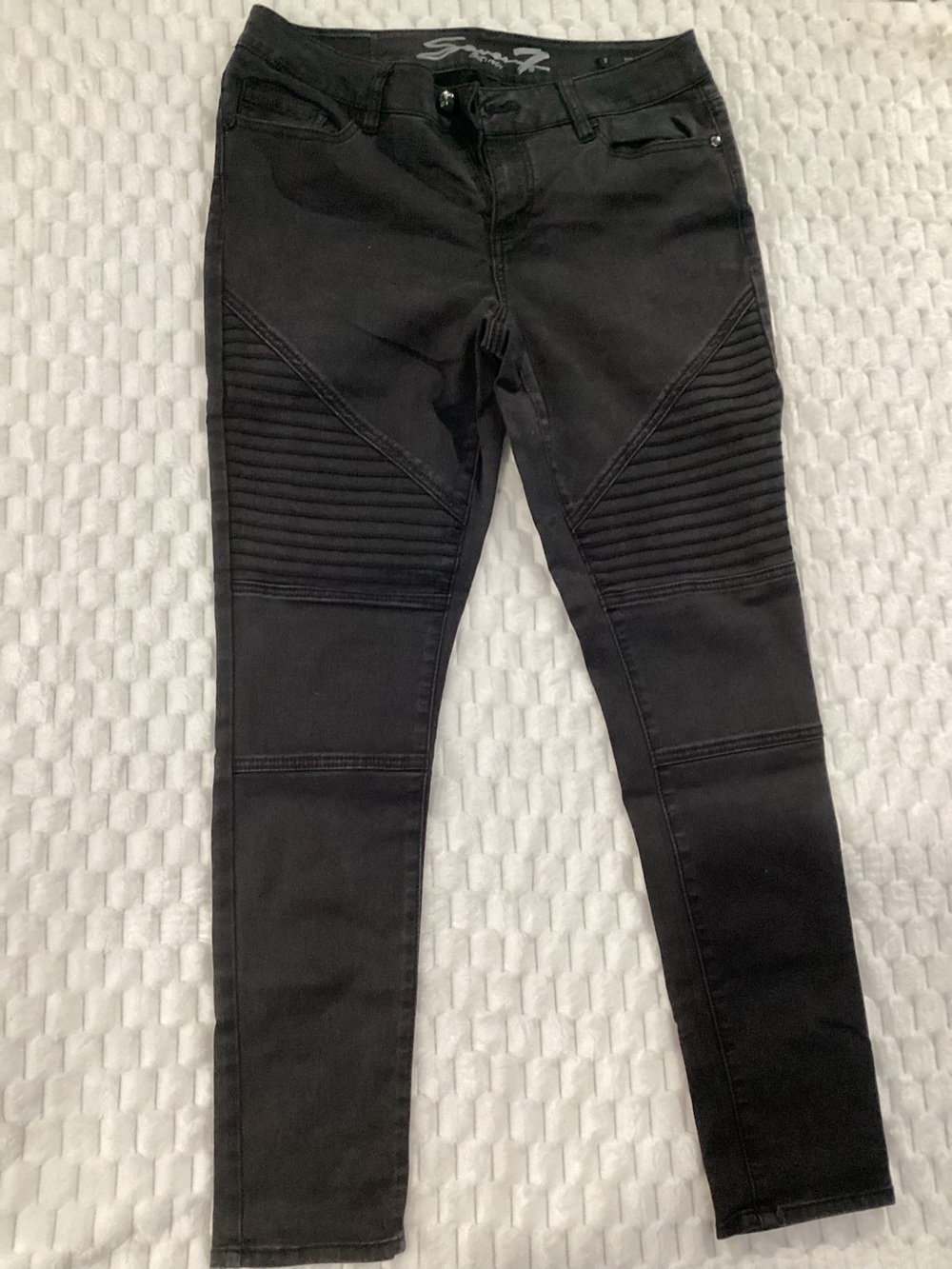 Seven7 Black Skinny Moto Jeans